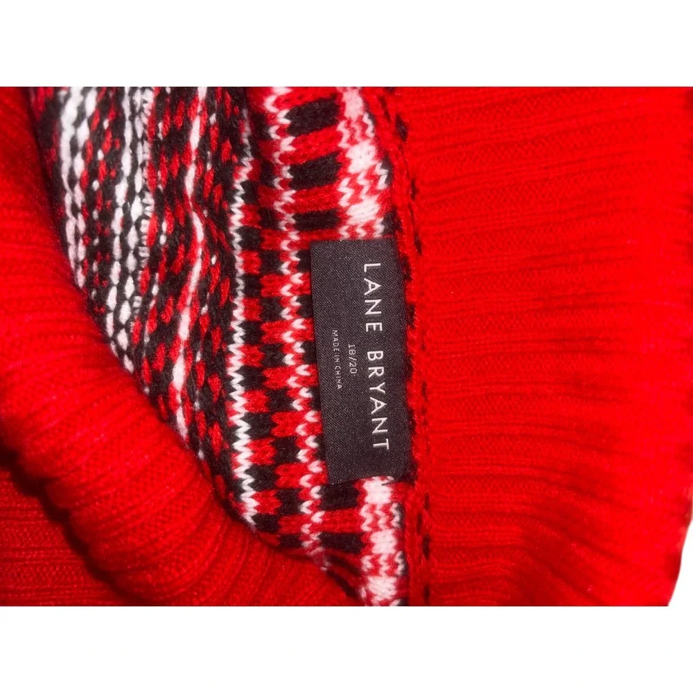 Lane Bryant Women Red White Black Striped Cowl Neck Sweater 18 20 Plus Size‎